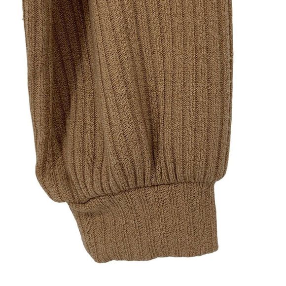 Shein Solid Rib Knit Crop Top Long Sleeve Tee Sz Small Tan Pouf sleeve 2719 - Picture 3 of 7